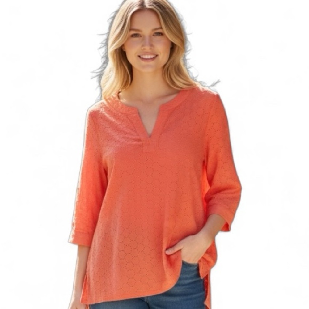 SOLITAIRE SWIM CORAL ORANGE BEACH SUMMER SHORT TUNIC COVER TOP S